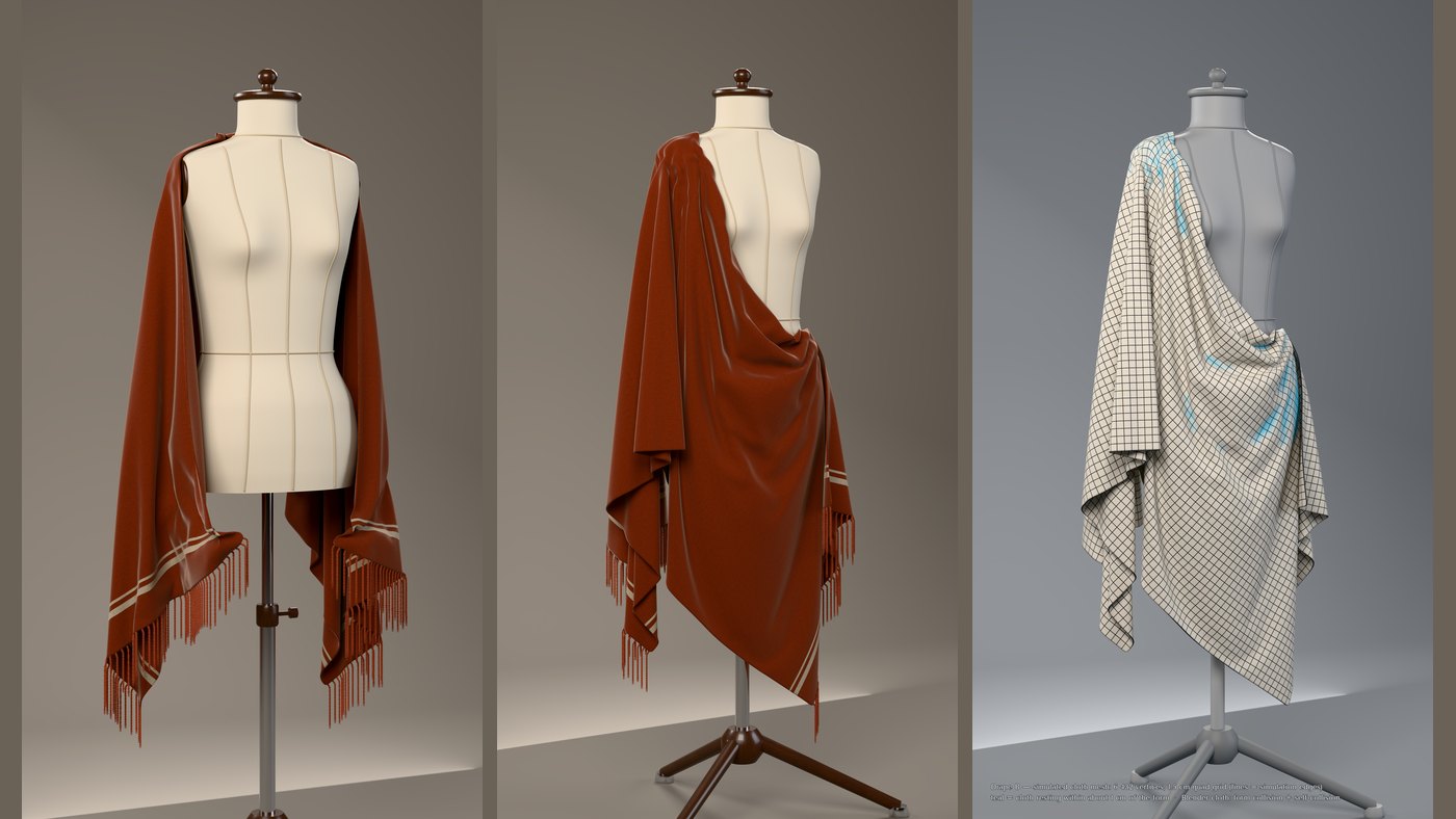 Cloth simulation: shawl draping