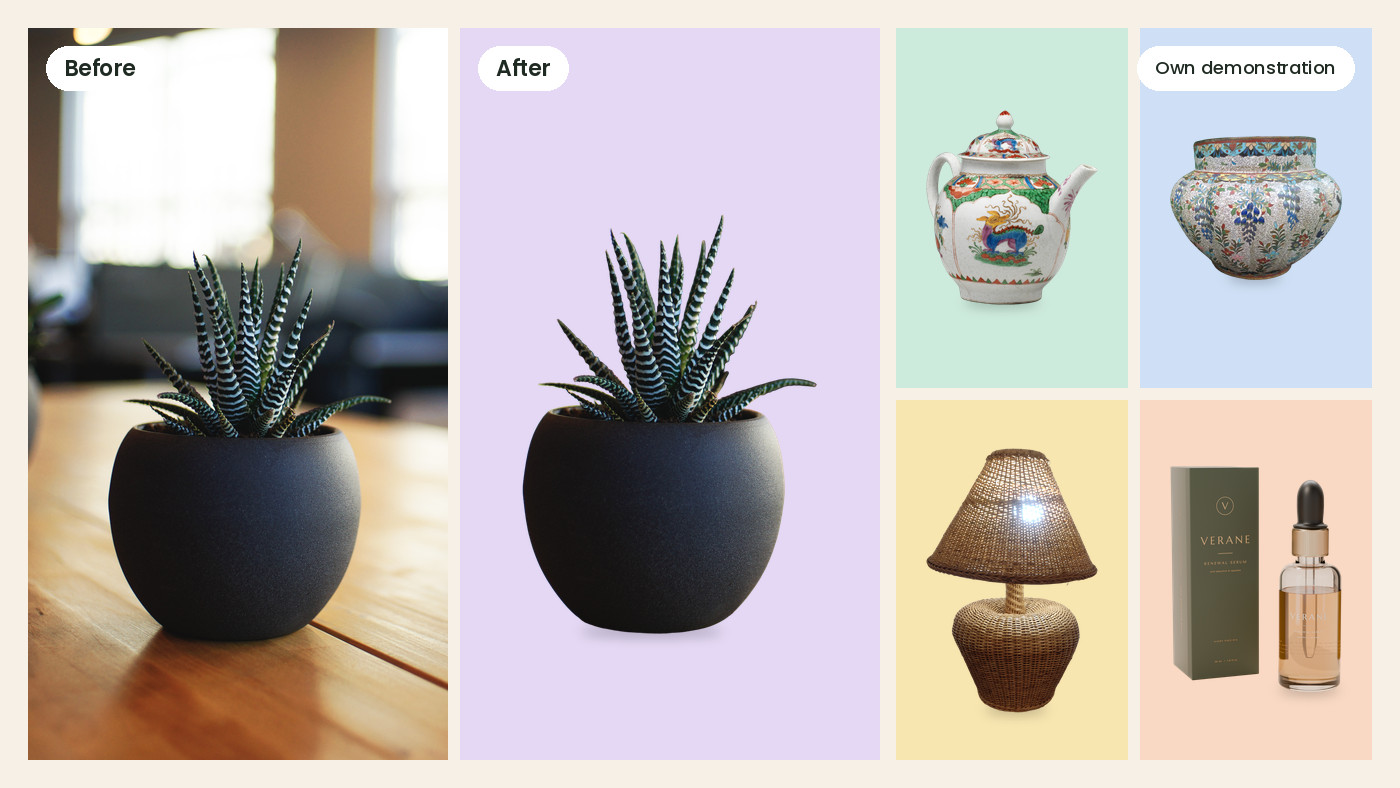 Product photos to cutouts, white shop images and social sizes
